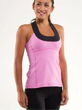 LULULEMON sz 8 PINK RACERBACK NECK TANK Built-in Bra